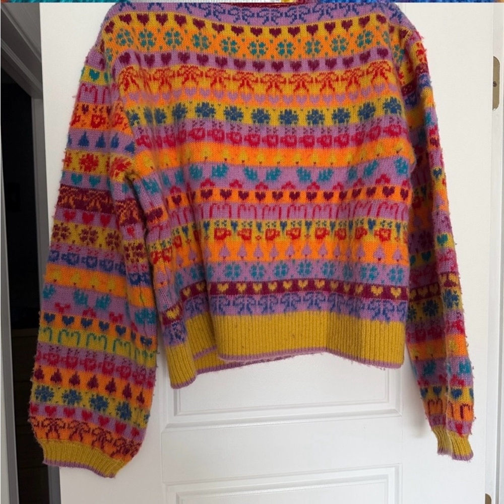 Free People Multi-Color Fair Isle Crewneck Sweater